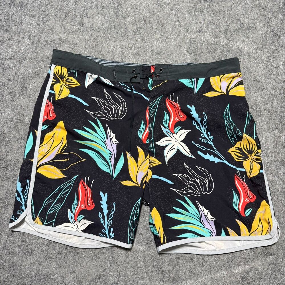 Hurley Phantom Domino Board Shorts Mens 36 Swim Trunks Floral Tropical Stretch